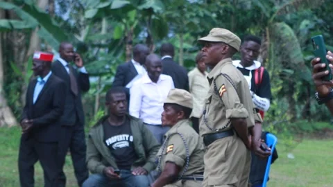 Police force guarding a school event Stock Footage 196308726