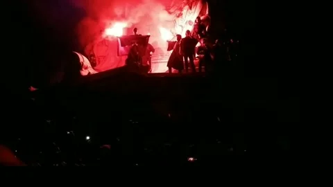 Police forcefully remove migrants from Place Republique in Paris in shocking Stock Footage 170345035