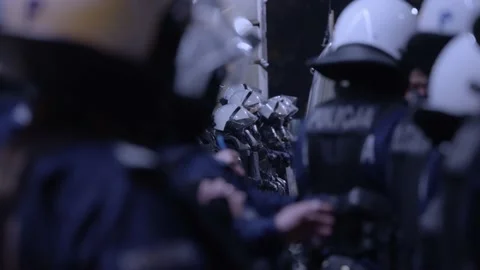 Police forces at the protest Stock Footage 197170110