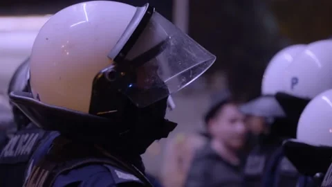 Police forces at the protest Stock Footage 197171121