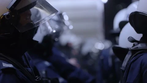 Police forces at the protest Stock Footage 197173173