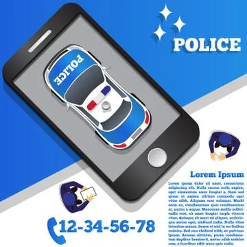 Police in the form of a mobile application. Stock Illustration