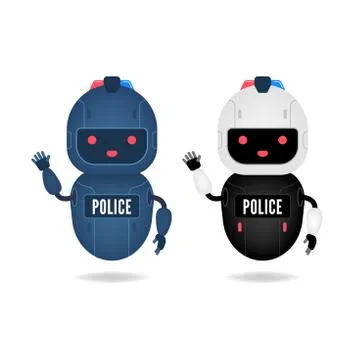 Police friendly android robot character. Stock Illustration