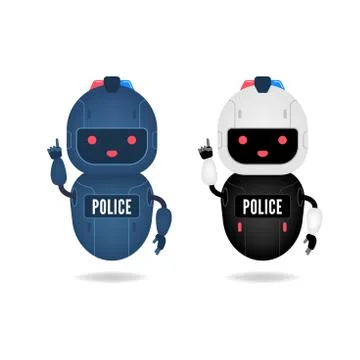 Police friendly android robot character. Stock Illustration