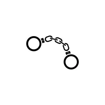Police Handcuffs, Shackle, Arrest Solid Flat Vector Icon Isolated on White Ba Stock-Illustration