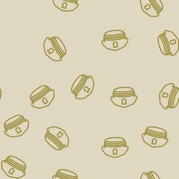 Police hat cap line vector seamless pattern Illustrazione stock