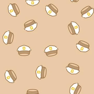 Police hat cap vector seamless pattern イラスト素材
