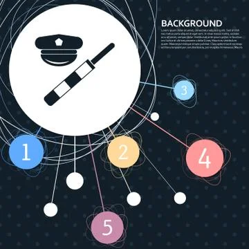 Police of hat icon with the background to the point and with infographic styl Illustrazione stock
