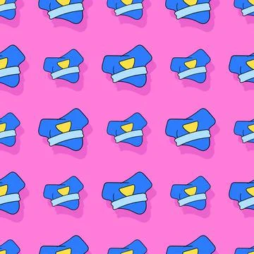 Police hat seamless repeat pattern. background illustration Stockillustratie