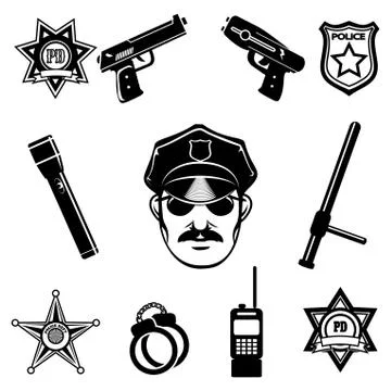 Police icon Set Stock Illustration