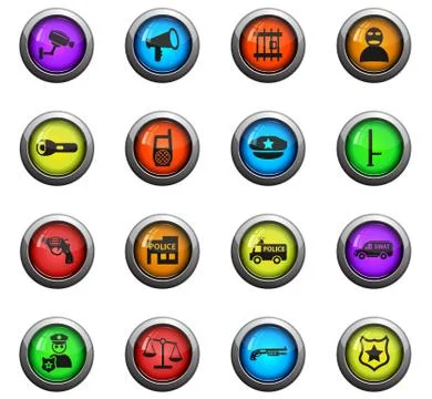 Police icon set Stock Illustration