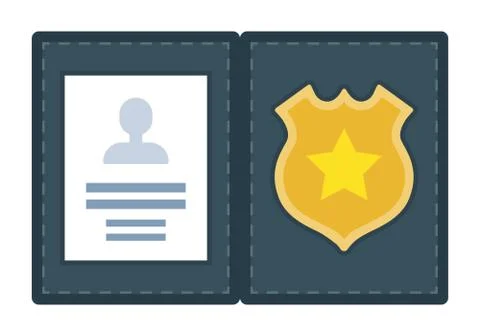 Police ID document vector icon flat isolated. Stock Illustration