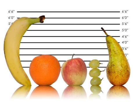 Police ID Fruit line up creative healthy eating concept Stock Illustration