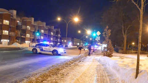 Police impala blocking street Stock Footage 105214041