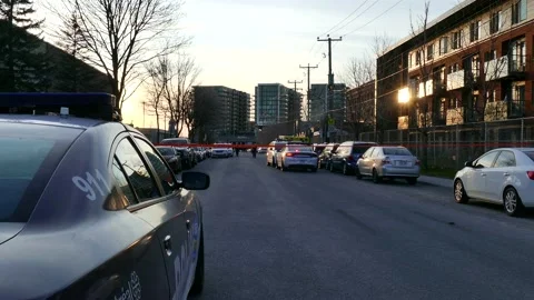 Police intervention during sunset Stock Footage 139654949