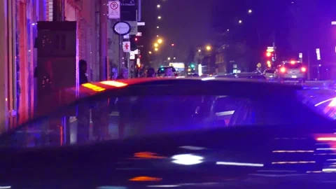 Police at intervention at night Stock Footage 138619923
