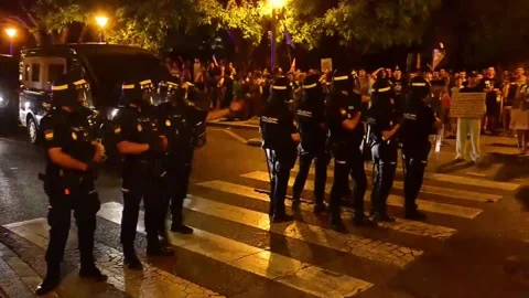 Police intervention in protest march against overtourism leaves several injured  Stock Footage 340535213
