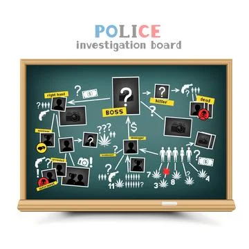 Police investigation objects on blackboard Stock Illustration