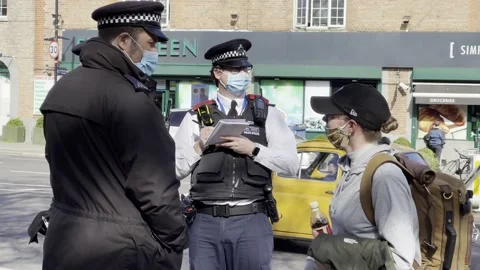 POLICE AT 'KILL THE BILL' PROTEST NORTH LONDON ON EASTER WEEKEND 2021 UK 4K Stock Footage 151542605