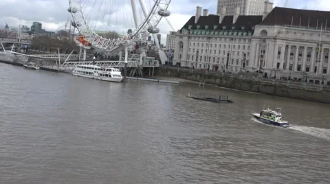POLICE LAUNCH ON THAMES Stock Footage 68196959