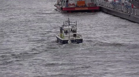 POLICE LAUNCH ON THAMES Stock Footage 68197001