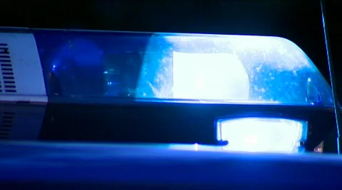 Police light and siren at the crime scene Stock Footage