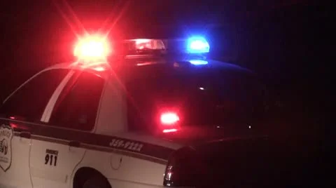 Police light Close-up at Night No Sound.m2ts Stock Footage 8989188