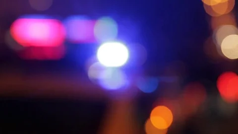 Police lights of a special car flashing. Bokeh effect Stock Footage