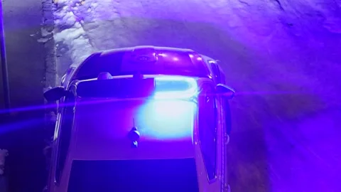 Police Lights Top View Stock Footage 336791825