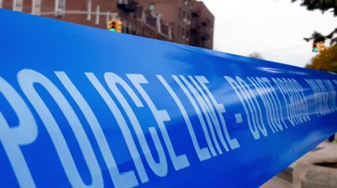 Police Line Do Not Cross Crime Accident Scene 4K Stock Footage 56689910
