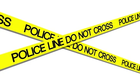 Police line do not cross tape waving in breeze Stock Footage 87963345