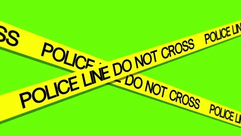 Police line do not cross tape waving in breeze green screen Stock-Footage 87963380
