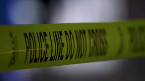 "POLICE LINE DO NOT CROSS".Forensics and Paramedics Working. Stock Footage 278017486