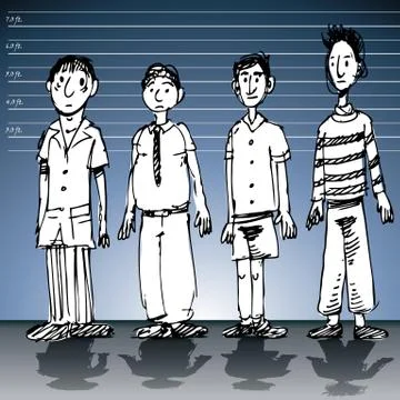 Police line up wall Stock Illustration