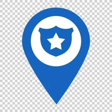 Police Location Pin with Security Shield Transparent PNG Stock Illustration
