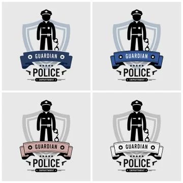 Police logo design. Vector artwork of police officer and department. Illustrazione stock