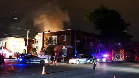 Police making circulation at night Stock Footage 115936819