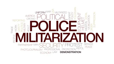Police militarization animated word cloud, text design animation. Kinetic Stock Footage 80305819
