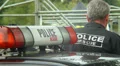 Police militia officer in charge on duty securing event, protect HD Footage