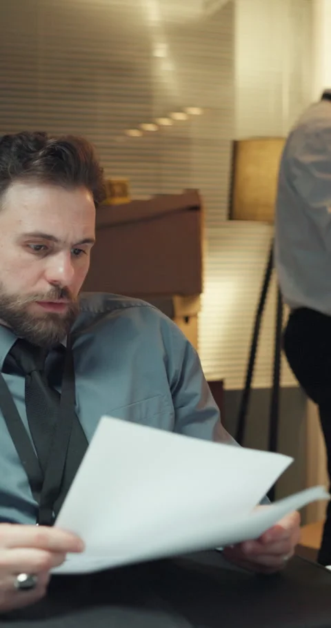 Police, night and men with documents, evidence and conversation with Stock Footage 319843145