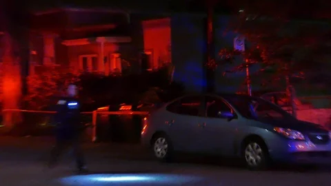 Police offcier running with flashlight Stock Footage 119861680