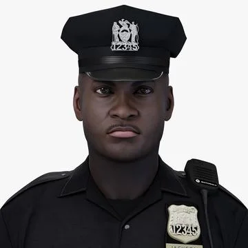 Police Officer Black Male No Rig 3D Model