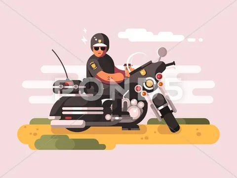Police officer on motorcycle Stock Illustration