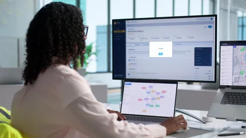 Police Officer Using Computer Software Stock Footage 341012301
