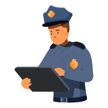 Police officer using digital tablet for law enforcement and security 스톡 일러스트