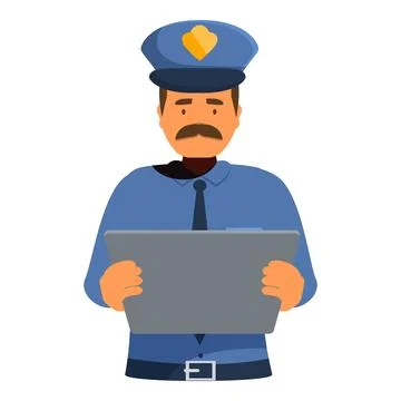 Police officer using digital tablet for reporting and communication Illustrazione stock