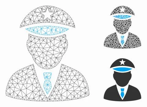Police Officer Vector Mesh Network Model and Triangle Mosaic Icon Stock Illustration