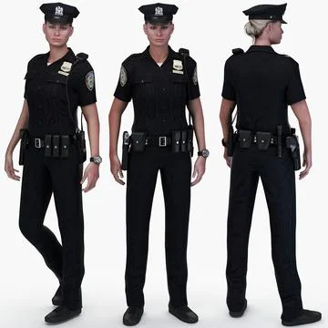 3D Model: Police Officer White Female No Rig #90612287