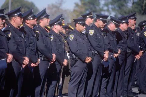 Police officers at funeral ceremony, Pleasanton, California Stock Photos