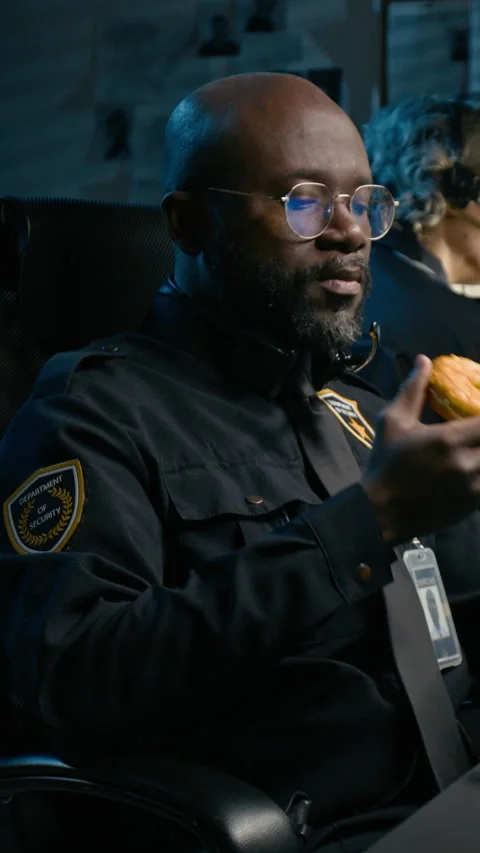 Police Operator Taking Break Vertical Stock Footage 330807760